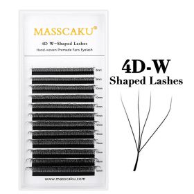 MASSCAKU 12Lines Premium Mink 3D 4D 5D 6D Pre-made False Eyelash W Shape Soft and Natural Individual Lash Extension Supplies (Color: 4D W Shape, Curl, Thickness, Length: D, 0.07mm, 8mm)