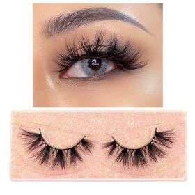 FOXESJI Mink Eye Lashes Eyelashes Fluffy Soft Cross Wispy False Eyelashes Lashes Extension Natural 3D Mink Eyelashes Make up (Length: 1PCS With Hard Box, Color: K13)