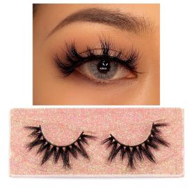 FOXESJI Mink Eye Lashes Eyelashes Fluffy Soft Cross Wispy False Eyelashes Lashes Extension Natural 3D Mink Eyelashes Make up (Length: 1PCS With Hard Box, Color: K03)
