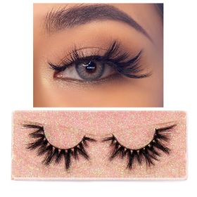 FOXESJI Mink Eye Lashes Eyelashes Fluffy Soft Cross Wispy False Eyelashes Lashes Extension Natural 3D Mink Eyelashes Make up (Length: 1PCS With Hard Box, Color: K02)