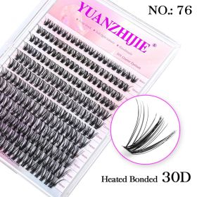 DIY 144 Cluster Lashes YUANZHIJIE free ship Segmented Beam Natural C/D Curl Individual Mink Eyelashes Makeup Supplies at home (Color: 76 (30D), Curl, Thickness, Length: D, 0.07mm, MIX)