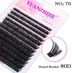 DIY 144 Cluster Lashes YUANZHIJIE free ship Segmented Beam Natural C/D Curl Individual Mink Eyelashes Makeup Supplies at home (Color: 70(80D), Curl, Thickness, Length: C, 0.07mm, MIX)