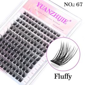 DIY 144 Cluster Lashes YUANZHIJIE free ship Segmented Beam Natural C/D Curl Individual Mink Eyelashes Makeup Supplies at home (Color: 67, Curl, Thickness, Length: D, 0.07mm, MIX)