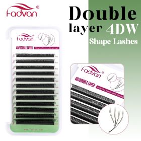 FADVAN 3D/4D/5D/6D/7D/8D W Shape Eyelash Extension Natural Faux Mink Lashes Premade Volume Fan False Eyelashes Makeup Supplies (Color: Double layer 4DW, Curl, Thickness, Length: C, 0.07mm, 11mm)