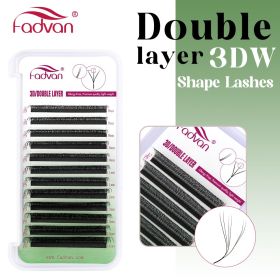 FADVAN 3D/4D/5D/6D/7D/8D W Shape Eyelash Extension Natural Faux Mink Lashes Premade Volume Fan False Eyelashes Makeup Supplies (Color: Double layer 3DW, Curl, Thickness, Length: C, 0.07mm, MIX(8-12))