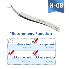 NAGARAKU Eyelash Extension Tweezers Makeup Stainless Steel Eyelash 3D accurate Clip (Color: N-08)