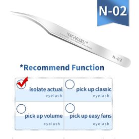 NAGARAKU Eyelash Extension Tweezers Makeup Stainless Steel Eyelash 3D accurate Clip (Color: N-02)