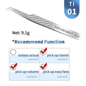 NAGARAKU Eyelash Extension Tweezers Makeup Stainless Steel Eyelash 3D accurate Clip (Color: TI-01)