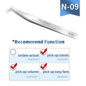 NAGARAKU Eyelash Extension Tweezers Makeup Stainless Steel Eyelash 3D accurate Clip (Color: N-09)