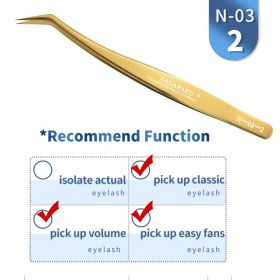 NAGARAKU Eyelash Extension Tweezers Makeup Stainless Steel Eyelash 3D accurate Clip (Color: N-03-2)
