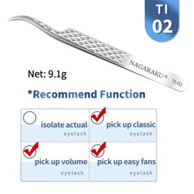 NAGARAKU Eyelash Extension Tweezers Makeup Stainless Steel Eyelash 3D accurate Clip (Color: TI-02)