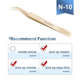 NAGARAKU Eyelash Extension Tweezers Makeup Stainless Steel Eyelash 3D accurate Clip (Color: N-10)