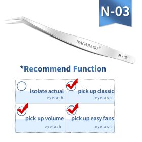NAGARAKU Eyelash Extension Tweezers Makeup Stainless Steel Eyelash 3D accurate Clip (Color: N-03)