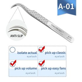 NAGARAKU Eyelash Extension Tweezers Makeup Stainless Steel Eyelash 3D accurate Clip (Color: A-01)