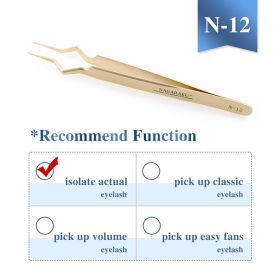 NAGARAKU Eyelash Extension Tweezers Makeup Stainless Steel Eyelash 3D accurate Clip (Color: N-12)