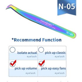 NAGARAKU Eyelash Extension Tweezers Makeup Stainless Steel Eyelash 3D accurate Clip (Color: N-05)