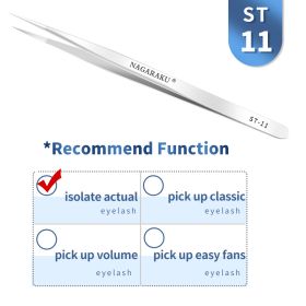 NAGARAKU Eyelash Extension Tweezers Makeup Stainless Steel Eyelash 3D accurate Clip (Color: ST-11)