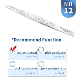 NAGARAKU Eyelash Extension Tweezers Makeup Stainless Steel Eyelash 3D accurate Clip (Color: NH-12)