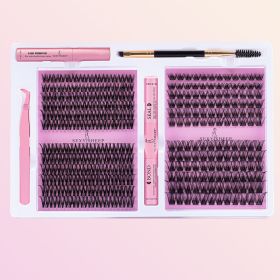 DIY False Eyelashes Clusters Extensions Individual Lashes Cluster Natural Segmented With glue,Remover,lash brush, tweezers (Color: W02 XW7)