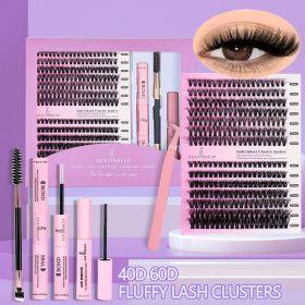 DIY False Eyelashes Clusters Extensions Individual Lashes Cluster Natural Segmented With glue,Remover,lash brush, tweezers (Color: 4060)