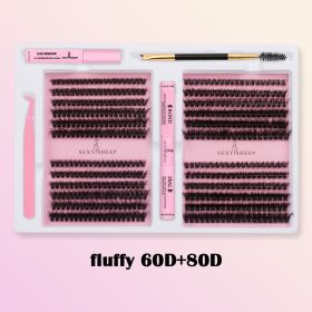 DIY False Eyelashes Clusters Extensions Individual Lashes Cluster Natural Segmented With glue,Remover,lash brush, tweezers (Color: 60D 80D Fluffy)