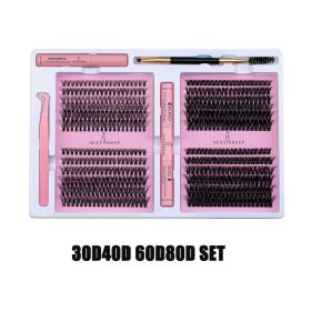 DIY False Eyelashes Clusters Extensions Individual Lashes Cluster Natural Segmented With glue,Remover,lash brush, tweezers (Color: 30D40D  60D80D)