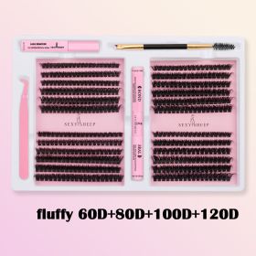 DIY False Eyelashes Clusters Extensions Individual Lashes Cluster Natural Segmented With glue,Remover,lash brush, tweezers (Color: 6080D 100120D Fluffy)