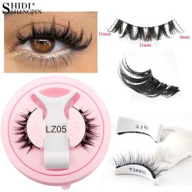 SHIDISHANGPIN New 1 Pair Magnetic Eyelashes Reusable Faux Cils Soft False Eyelash Curly Mink Lashes Makeup Magnetic Tweezers Set (Color: 1 Pair LZ05)