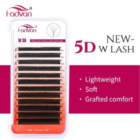 FADVAN 5D-W Shaped 0.07 D Curl Eyelash Extensions Natural Faux Mink Lash Soft Light Professional Premade Volume Fan Eyelashes (Length: 7mm, Curl: D)