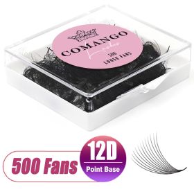 CoMango 500Fans Promade Fans Eyelashes Extension Bulk 3/6/7/10/12/14/16D Pointy Stem 0.05/0.07 C/D Curl Premade Volume Fans (Color: 12D-0.05mm, Curl, Length: D, 13mm)