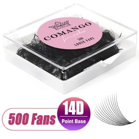 CoMango 500Fans Promade Fans Eyelashes Extension Bulk 3/6/7/10/12/14/16D Pointy Stem 0.05/0.07 C/D Curl Premade Volume Fans (Color: 14D-0.05mm, Curl, Length: C, 8mm)
